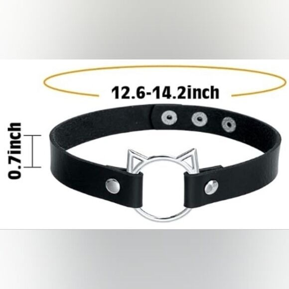 Lot of 2 | NWT black faux leather o-ring chokers - Picture 7 of 9